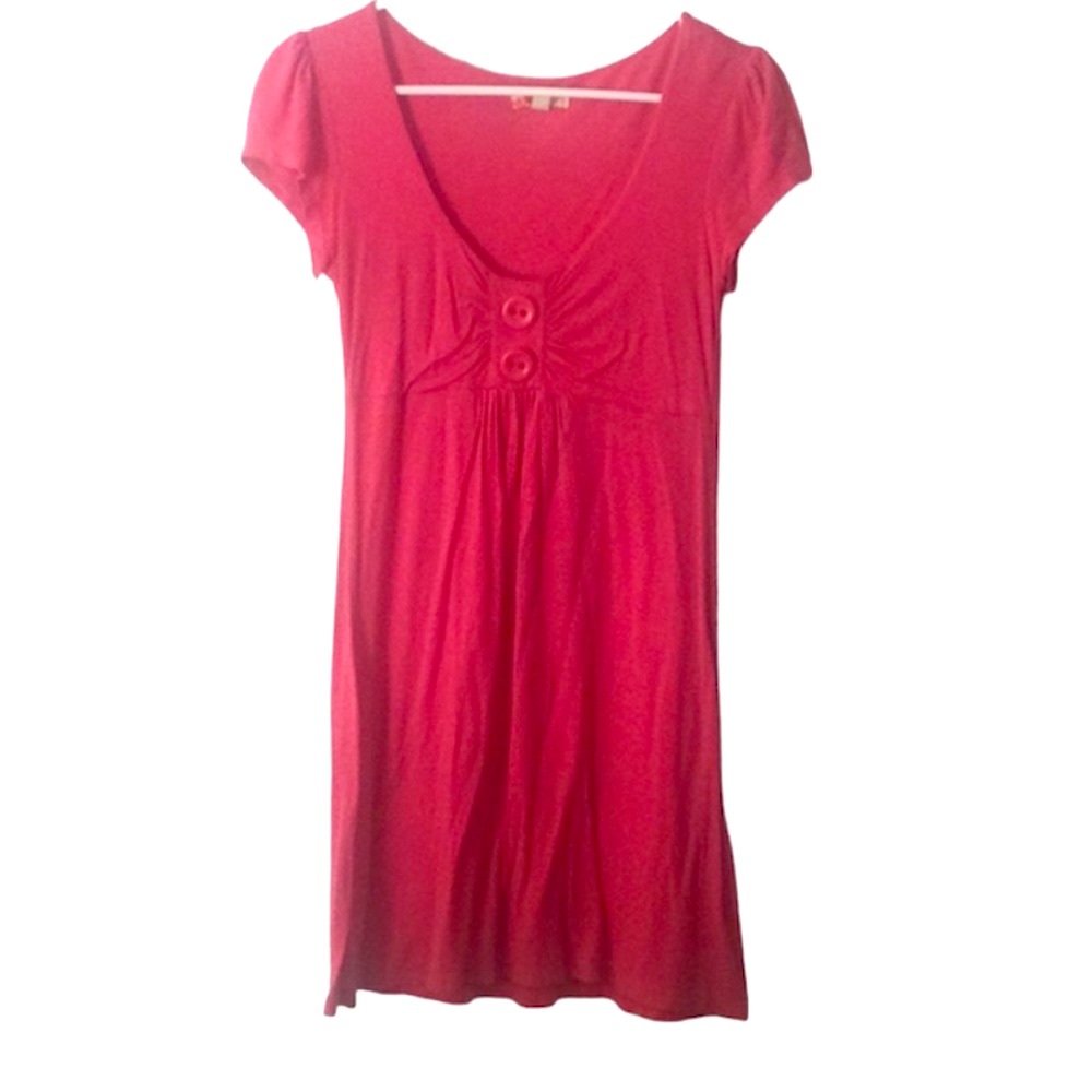 🌞 Forever 21 pink fit & flair mini babydoll dress cap sleeves scoop neck S